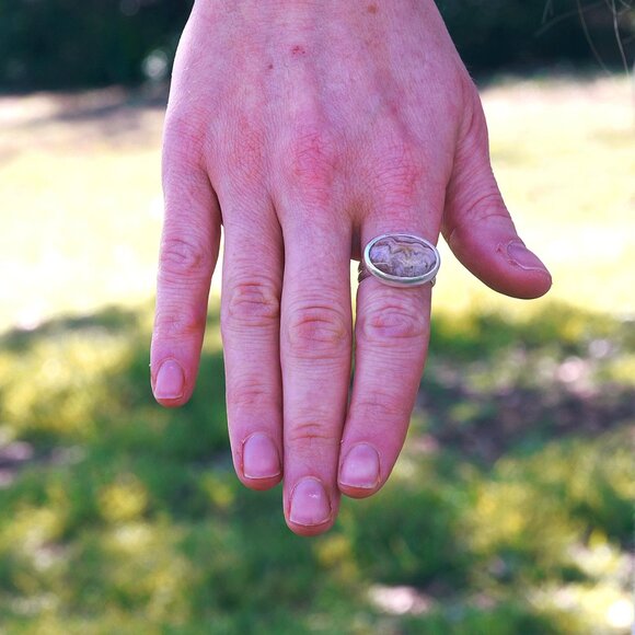 Crazy Lace Agate Ring SZ 7.5 Handmade by Me- Sterling Silver - Picture 6 of 7